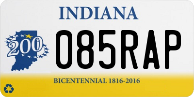 IN license plate 085RAP