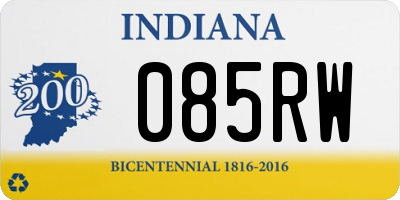 IN license plate 085RW
