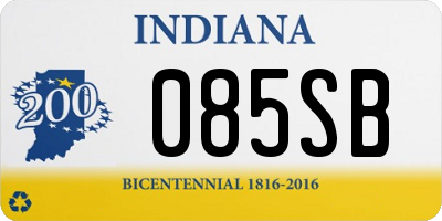 IN license plate 085SB