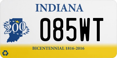 IN license plate 085WT