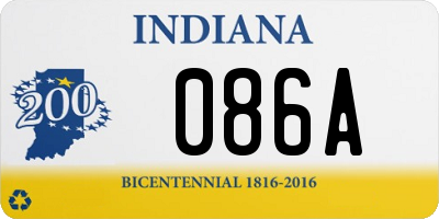 IN license plate 086A