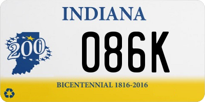 IN license plate 086K