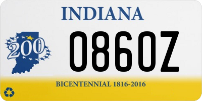 IN license plate 086OZ