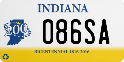 IN license plate 086SA