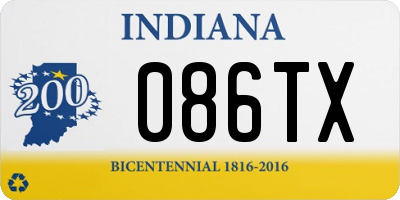 IN license plate 086TX