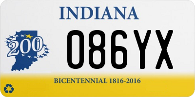 IN license plate 086YX