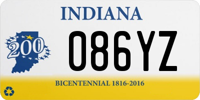 IN license plate 086YZ