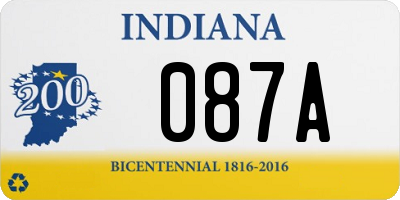 IN license plate 087A