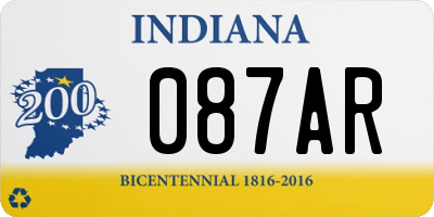 IN license plate 087AR