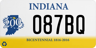 IN license plate 087BQ