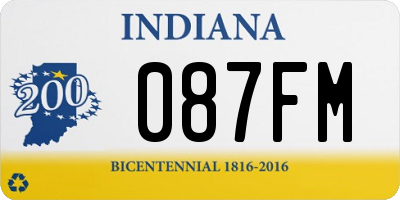 IN license plate 087FM