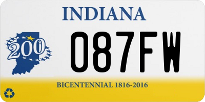 IN license plate 087FW