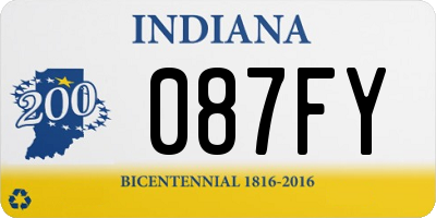 IN license plate 087FY