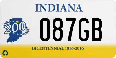 IN license plate 087GB