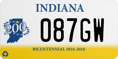 IN license plate 087GW