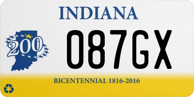 IN license plate 087GX