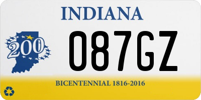 IN license plate 087GZ