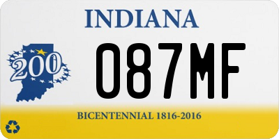 IN license plate 087MF