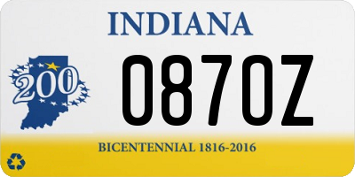 IN license plate 087OZ
