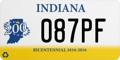 IN license plate 087PF
