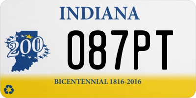 IN license plate 087PT