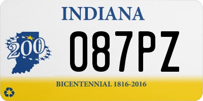 IN license plate 087PZ