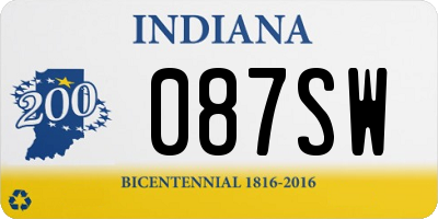 IN license plate 087SW