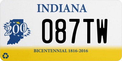 IN license plate 087TW