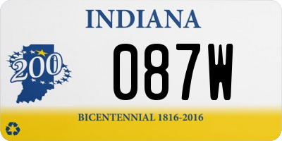 IN license plate 087W