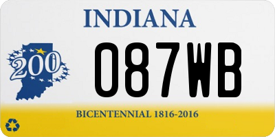 IN license plate 087WB