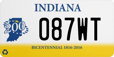 IN license plate 087WT