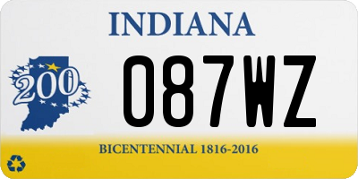 IN license plate 087WZ