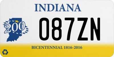 IN license plate 087ZN
