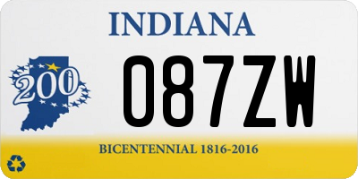 IN license plate 087ZW