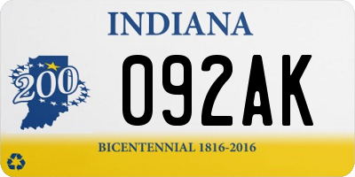 IN license plate 092AK