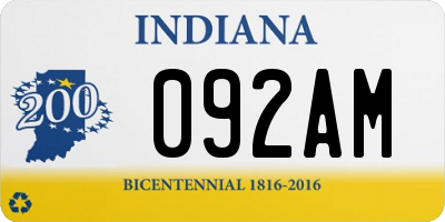 IN license plate 092AM