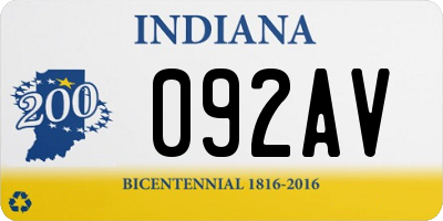 IN license plate 092AV