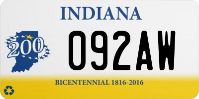 IN license plate 092AW