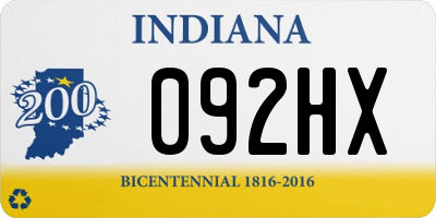 IN license plate 092HX