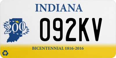 IN license plate 092KV