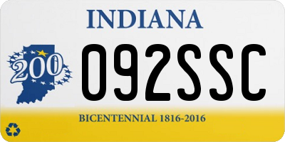 IN license plate 092SSC