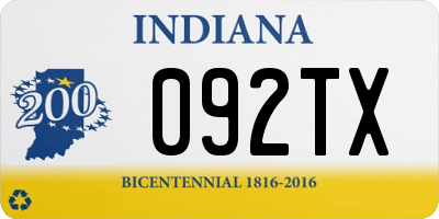 IN license plate 092TX