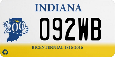 IN license plate 092WB