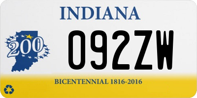 IN license plate 092ZW