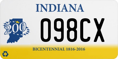 IN license plate 098CX