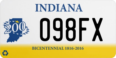 IN license plate 098FX