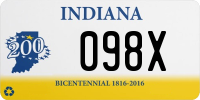 IN license plate 098X