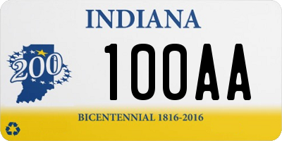 IN license plate 100AA