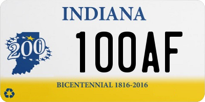 IN license plate 100AF