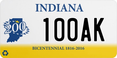 IN license plate 100AK